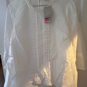 Boden Cream Blouse with Lace Trim